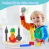 Wooden Building Blocks with 3D Stereo Projection Space, Improve Kids Multi-Angle Spatial Thinking Montessori Blocks for Toddlers 3