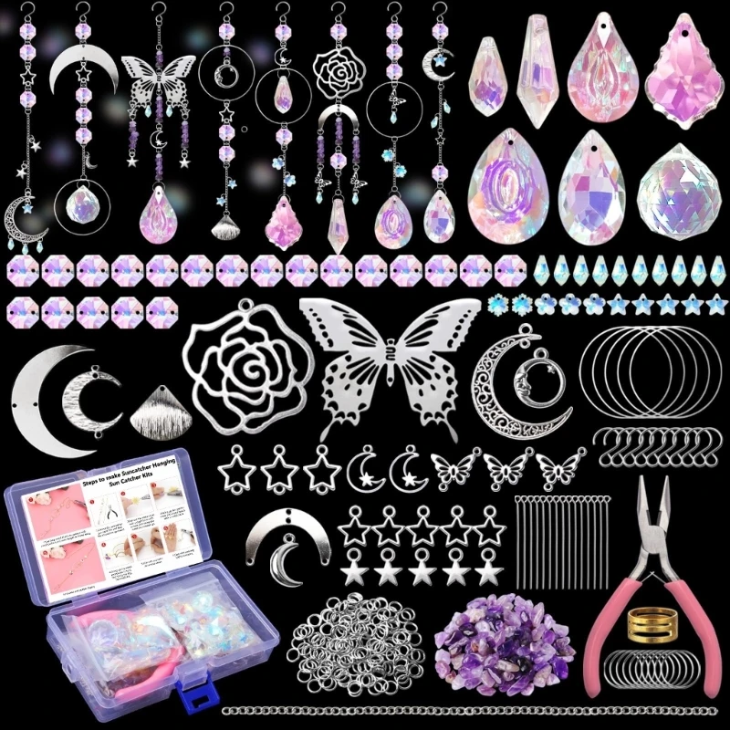 200Pcs Crystal Suncatchers Hanging Sun Catchers Set for Adult Colorful Crystal