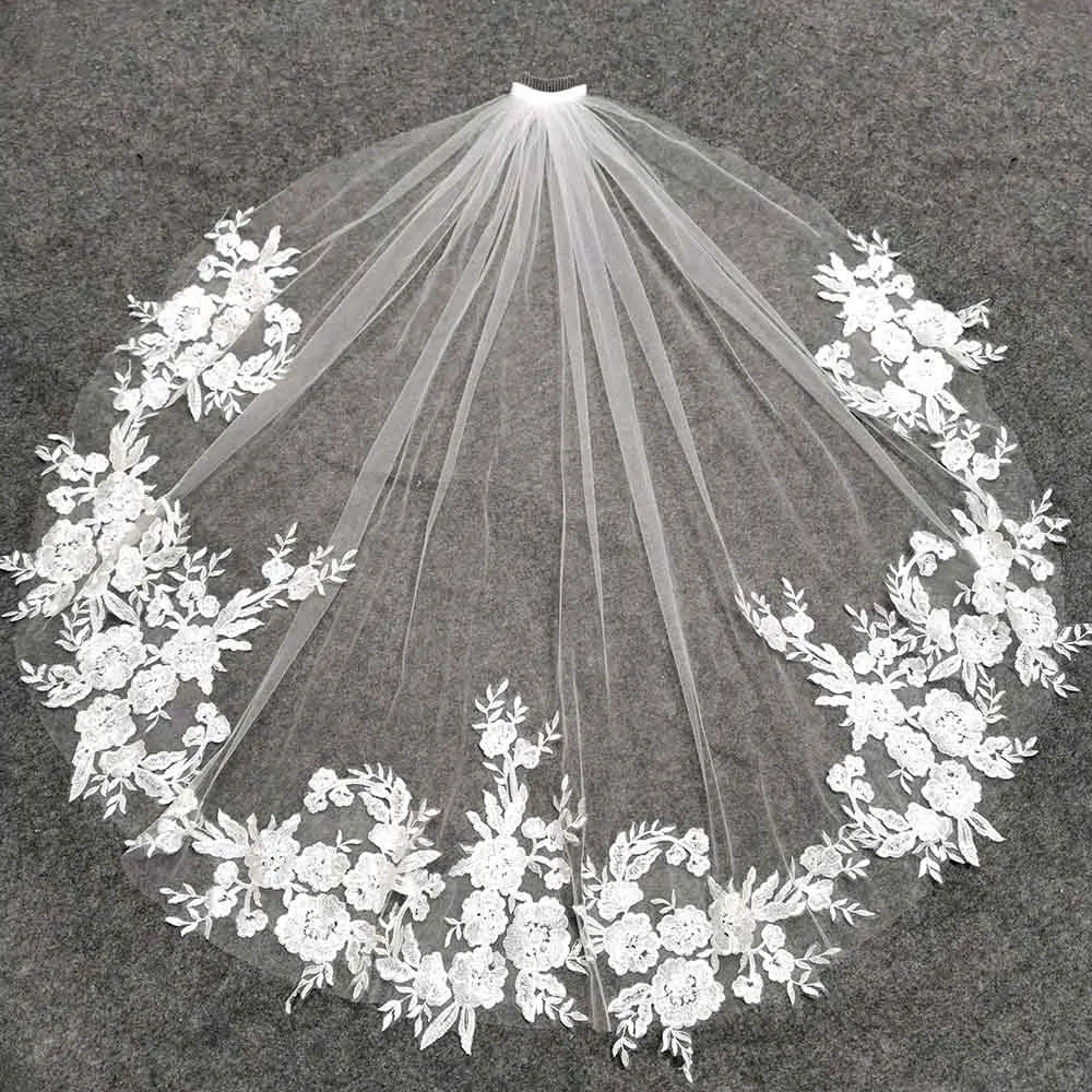 Bridal Veil Short Lace Wedding Veil Bling Sequins 1 Meter 1 Layer Bridal Veil Comb White Ivory Wedding Accessories