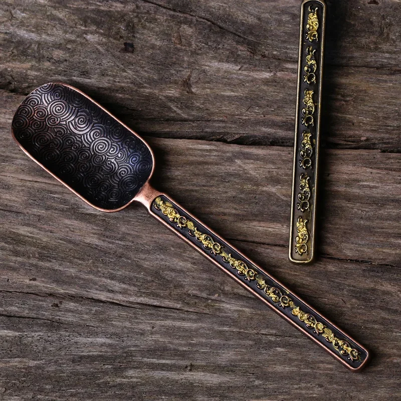 Teaspoon Divided Teaspoons Single Small Japanese Wooden Long Handle Alloy Spoon Tea Ceremony Tea Shovel Spoons tea spoons