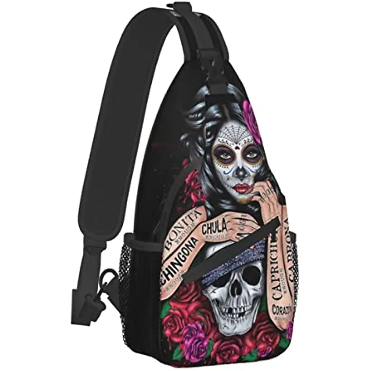 

Day of the Dead Sugar Skull Crossbody Bag Sling Shoulder Backpack for Men Women Hiking Backpack Durable Hiking Daypack