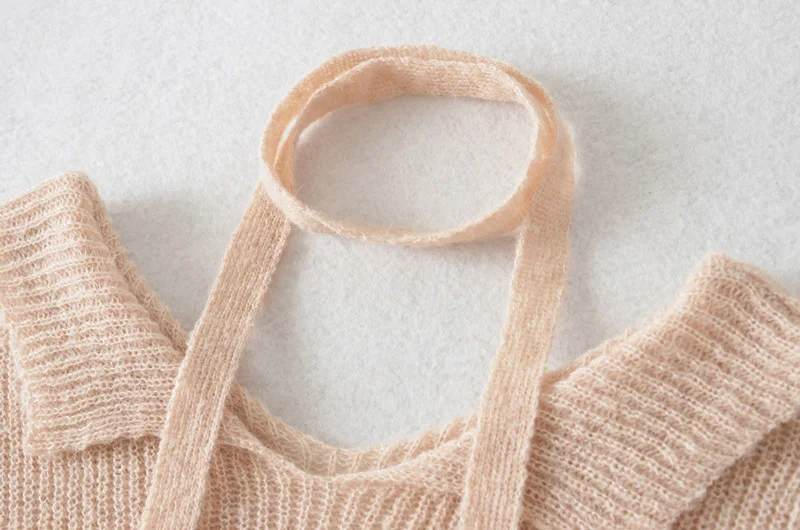 Women Off The Shoulder Knit Cropped Jumper With Overlay Detail And Skinny Matching Scarf