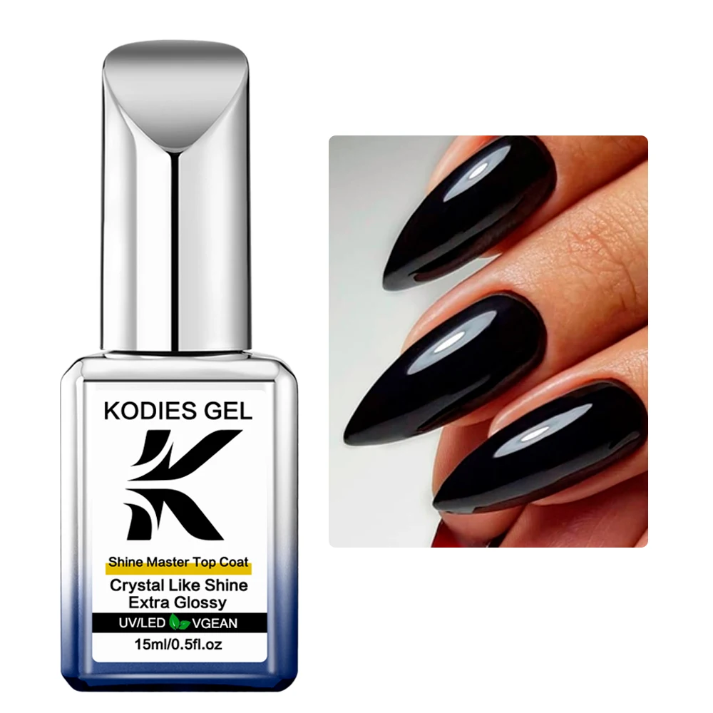 KODIES GEL Extra Glossy Top Coat No Wipe UV Gel Nail Polish Shine Master Brillo Semi Permanent Nails Gel Finish Manicure Cover 5