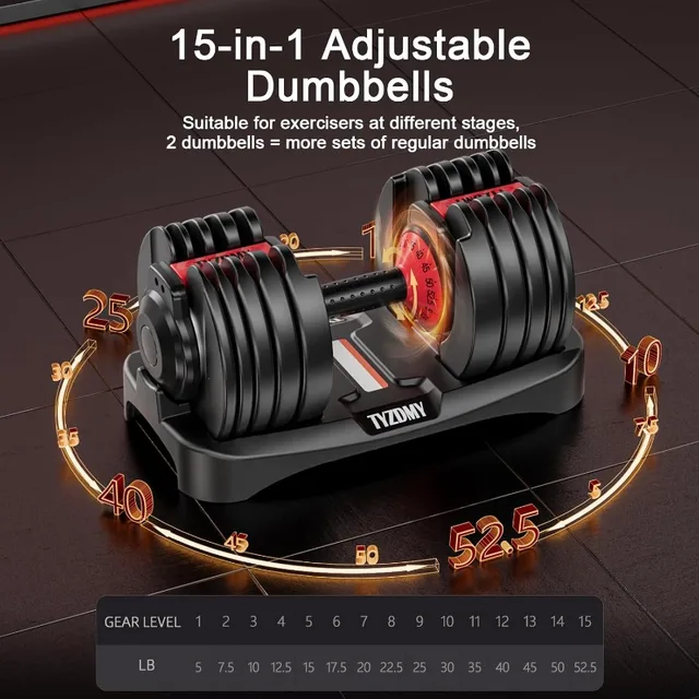 Adjustable Dumbbell Set 52.5lb Pair 3