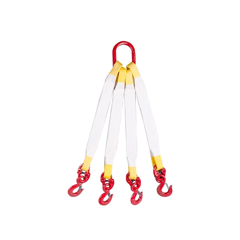 

Factory Direct Sale White Flat Webbing Sling With Hook For Climbing Multi Legs Webbing Sling