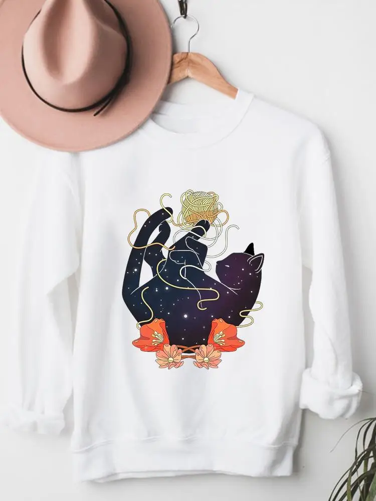 

Cat Watercolor Style Trend 90s Clothes Ladies Graphic Pullovers Women Fashion Clothing Fleece Long Sleeve Print Sweatshirts
