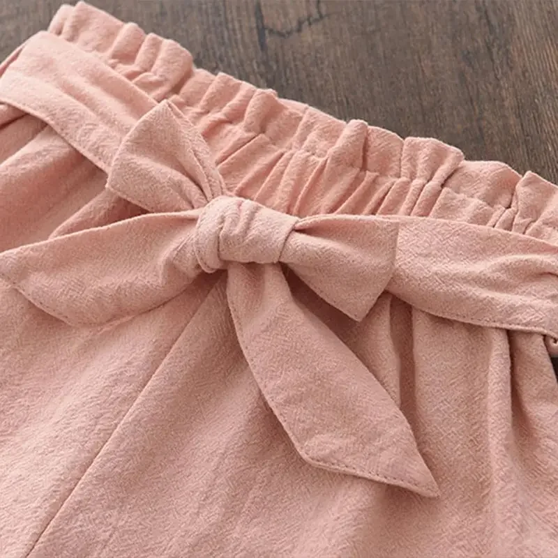 Bear Leader Kid Baby Girls Feather Clothes Sets Summer Sleeveless Tops Bandage Shorts Fashion Lovely Clothing 2-7 Years Girls Clothing Set