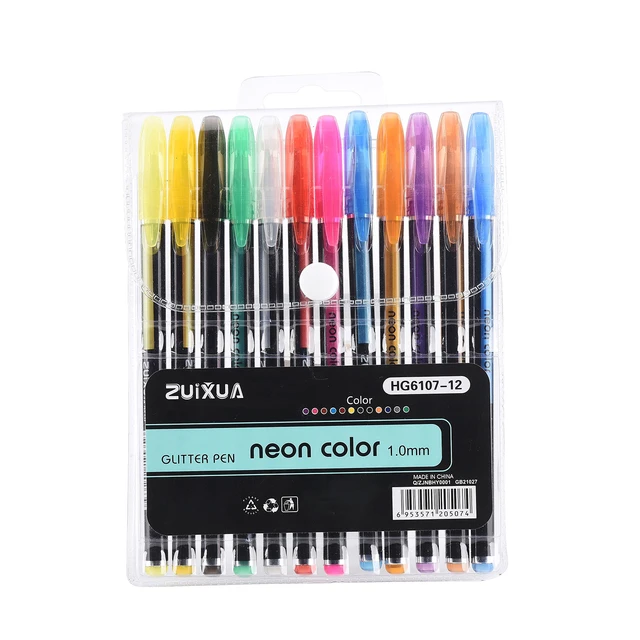 6pcs 3D Colored Gel Pen Glitter Highlighter Marker Journal Suitable For  Markers