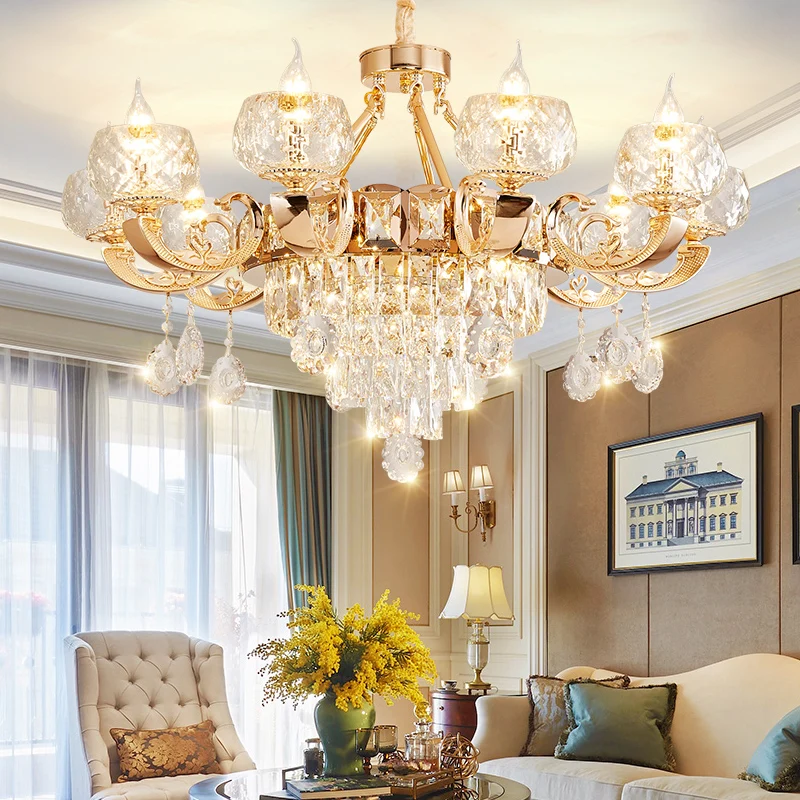 

TEMAR Postmodern Chandelier Gold Luxury Vintage Crystal LED Fixtures Candle Decor for Home Living Room Bedroom Hotel