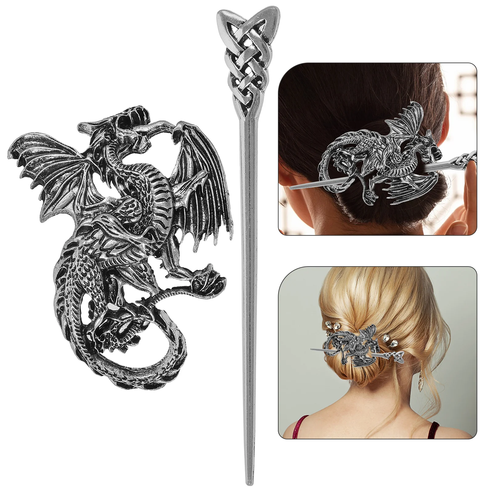 

Vintage Hairpin Claw Clips Chinese Sticks Circle Nordic Metal for Women Buns Cuff Viking Accessories Alloy Holder