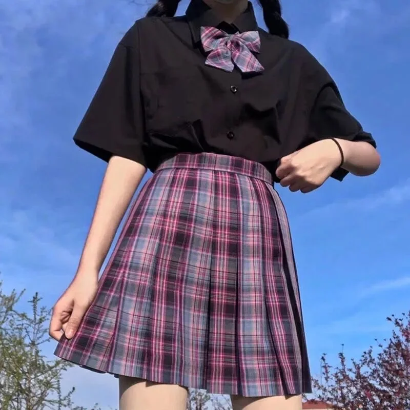 Japanese School Uniform Jk Plaid Skirt Plus Size S-8xl E-sports Girl Suit Shirt College Pleated Three-piece
