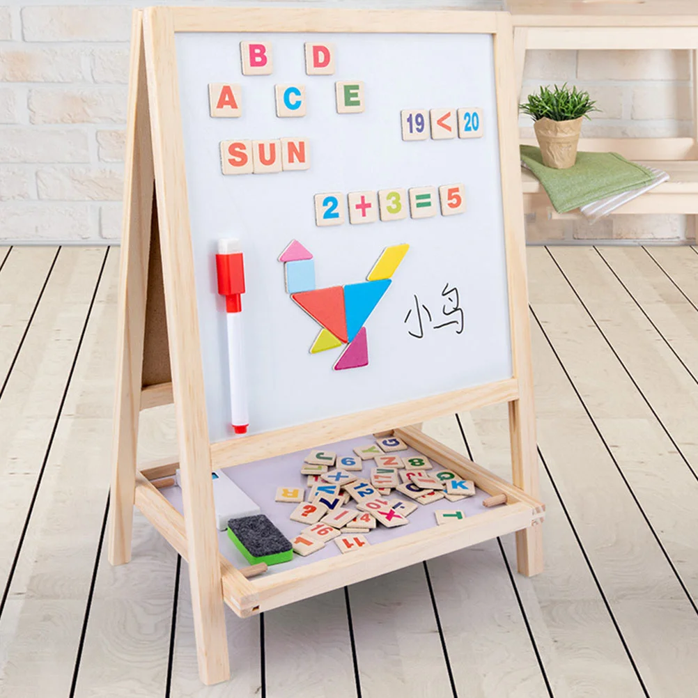 양면 접이식 광고 드로잉 보드, 교육용 칠판, 건식 지우기 화이트보드, 어린이용 나무 글쓰기 보드, 1 개