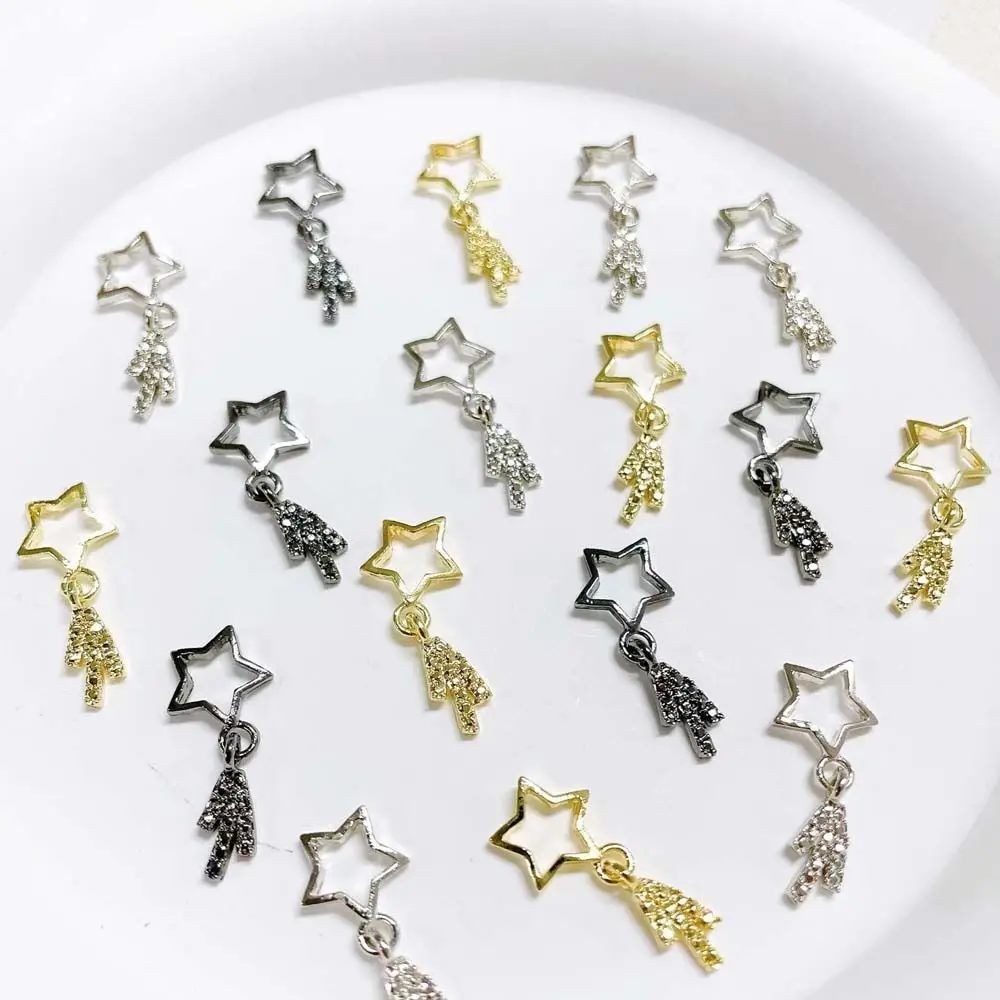 

5Pcs/set Nail Supplies Tassel Stars Nail Rhinestones Glitter Shooting Star Alloy Nail Charms Tassel Stars Nail Decorations