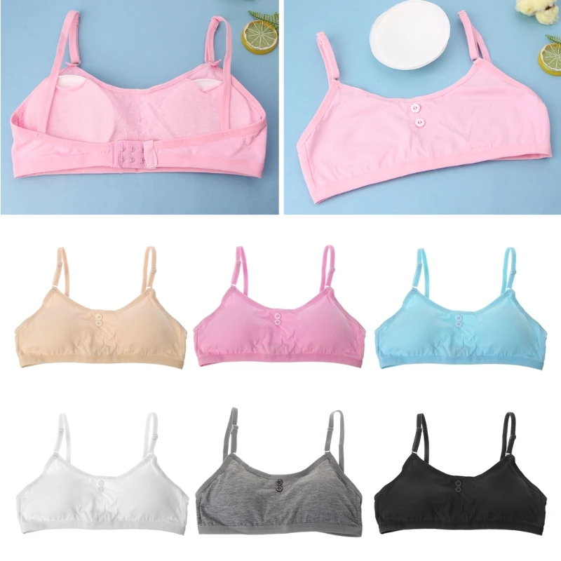 

F62D Young Girl's Breast Care Girl Bra Hipster Teenage Underwear Summer Kids Vest Young Underwear Top for Daily Wear