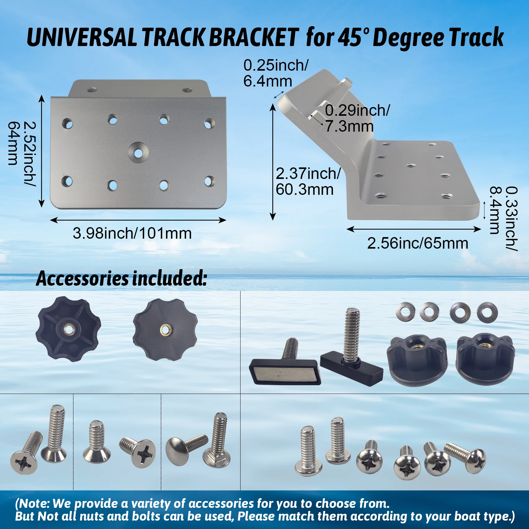 Bimini Top Track Bracket Versatrack Tracker Cannon Rod Holders