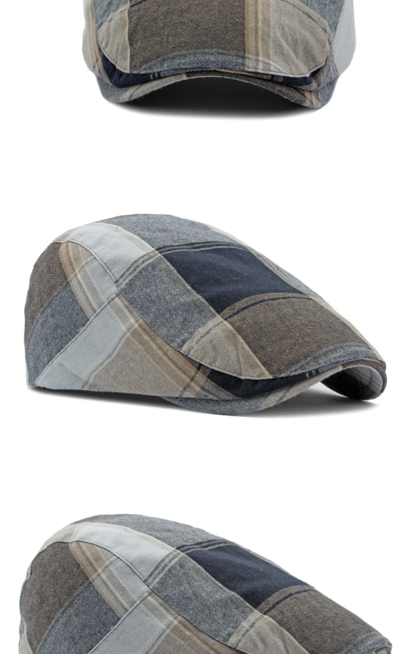 HT4185 Baskenmütze Männer Frauen Frühling Sommer Kappe Baskenmütze Hut Vintage Plaid Flache Kappe Männlich Weiblich Retro Künstler Maler Baskenmütze Kappe – Detail 8