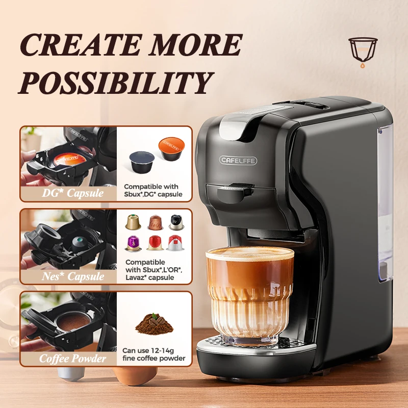Cafelffe Capsule coffee Machine Espresso maker DG Cappuccino Nes Capsule maker cafeteria Gift for Lover,Dad,Mom,19Bar Hot/Cold 2