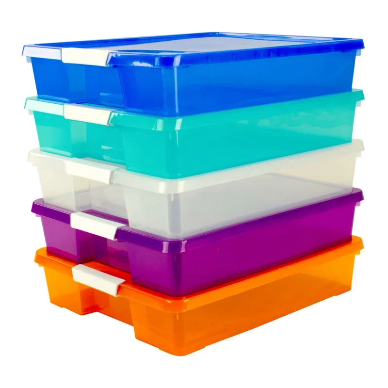 

Storex 12x12 Stack & Store Box, Assorted Colors, Case of 5