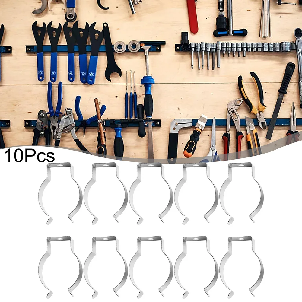 10pcs Spring Terry Clips Stainless Steel Narrow Base Tool Heavy Duty Tool Storage Hangers For Garages Sheds Hardware