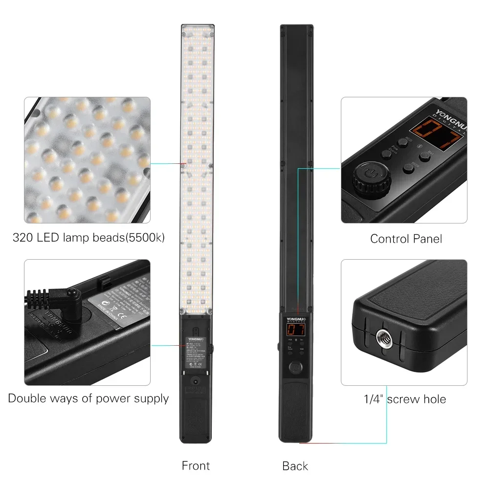 Yongnuo YN360 III YN360III Pro 휴대용 3200K-5500K RGB 다채로운 아이스 스틱 LED 비디오 사진 조명 램프, 리모컨 포함
