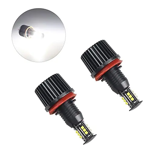 2Pcs 120W Led Angel Eyes Halo Light Bulb For Bmw 1 3 5 X Series (Fit E81 E82 E87 E90 E91 E92 E93 E63 E64) (120W, White)