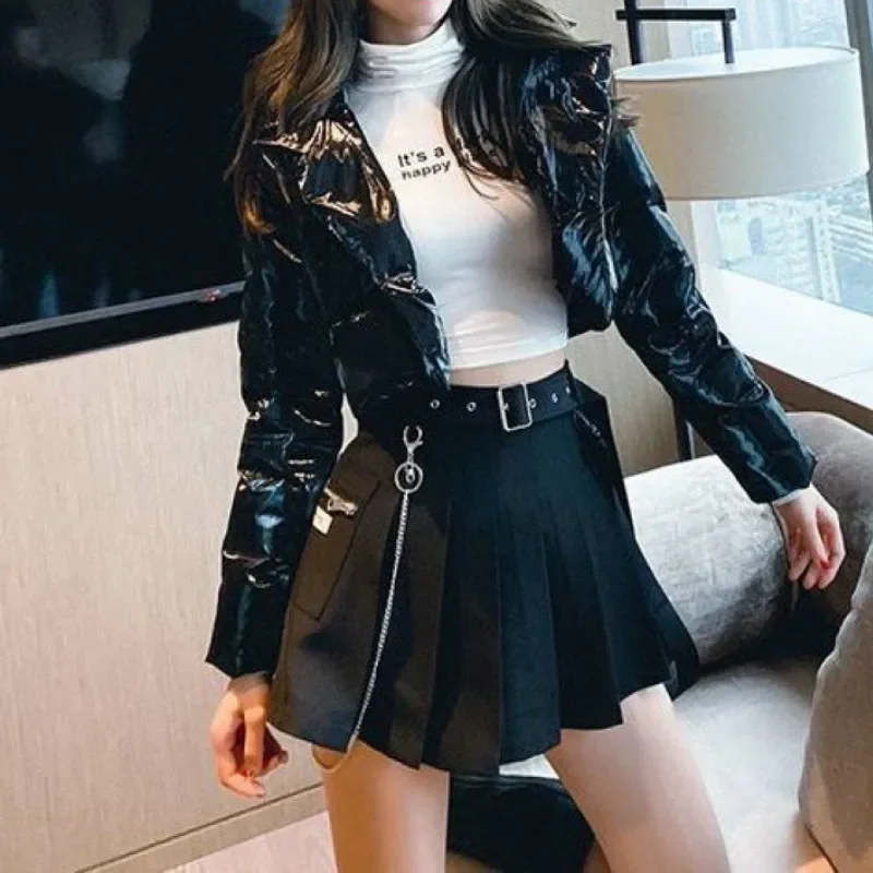 Hooded Parka Puffer Jacket Solid Cropped Bubble Coat Ladies New Fashion Polyester Clothing Short Streetwear Women Winter Coats