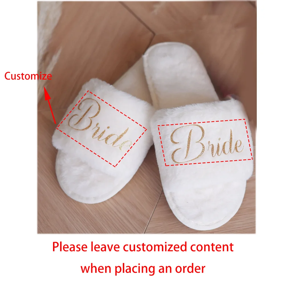 Customized Bride-to-Be Fluffy Slippers - Bridal Shower & Bachelorette Gift
