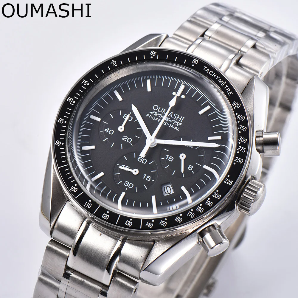 OUMASHI 39mm Quartz Watch Chronograph Mens Watches Top Brand Luxury Male Clock Wrist Watch Date