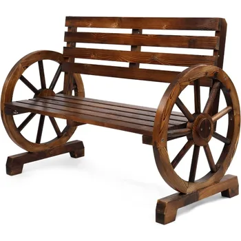 41" Rustic Wooden Wheel Bench 1