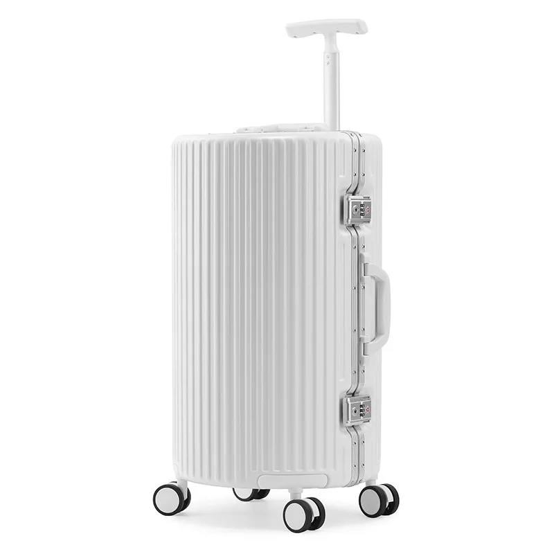 PLUENLI Women's Luggage Trolley Case Aluminum Frame Universal Wheel Cylinder Leather Case Password Luggage