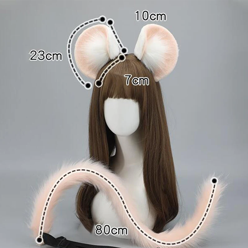 Lolita Simulation Tier Ohr Stirnband Realistische Pelzigen Anime Beast Ohr Haar Hoop KC Schwanz Maus Ohren Stirnband Cosplay Kostüm – Detail 1