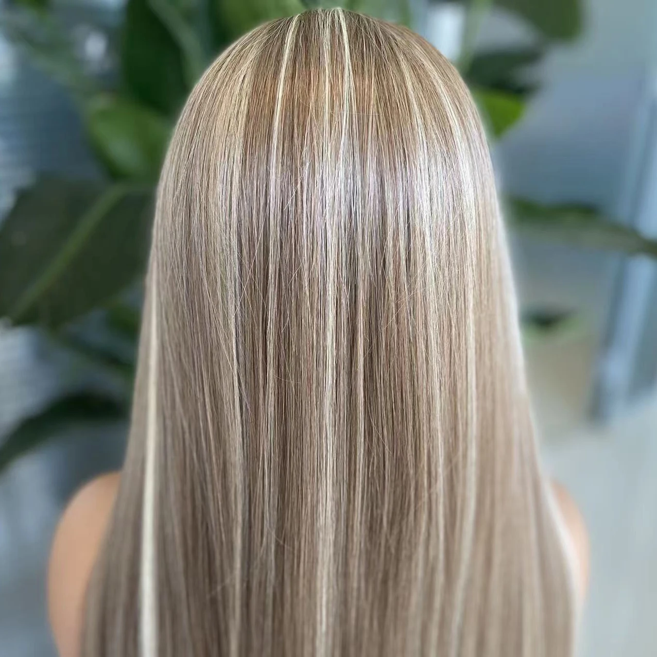 Straight Synthetic Wig Mixed Brown Blonde Highlight Lace Front