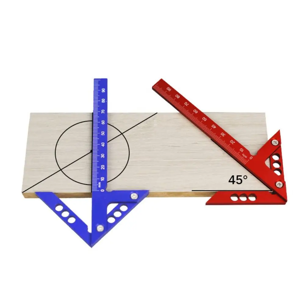 Durable Aluminum Woodworking Circle Center Scribe 45/90° Portable Right Angle Line Gauge Carpenter Ruler Wood Measuring Tool