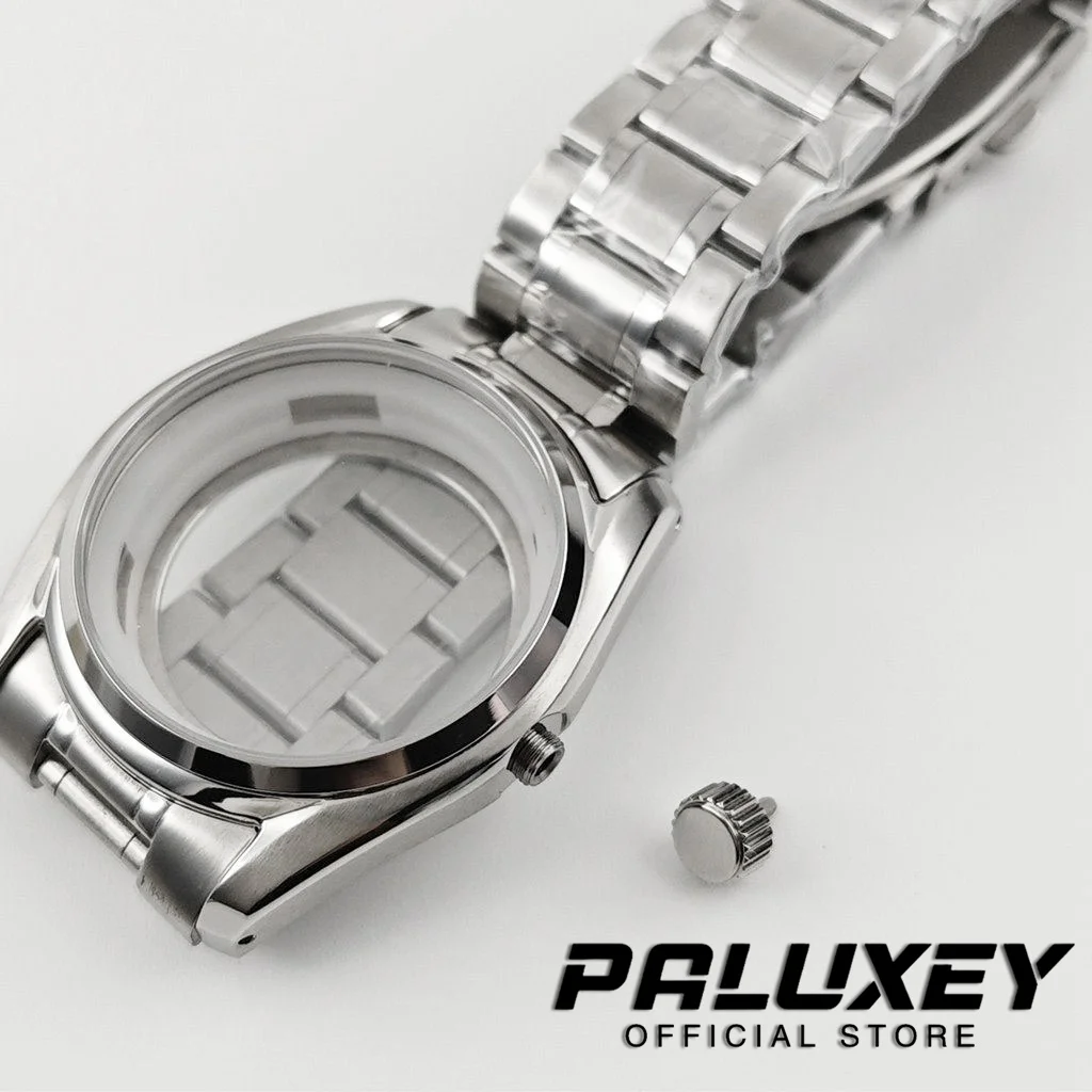 Premium 39.5mm Silver Sapphire Crystal Watch Case with Dial Fit Enhancement