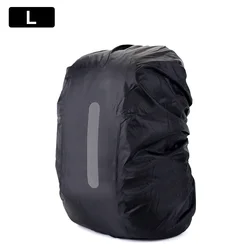 Reflective Waterproof Backpack Cover for Outdoor Sports and Night Safety (Black L 55-65L)