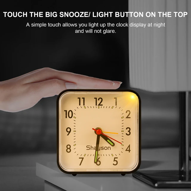 Reloj despertador analógico silencioso sin tictac, pequeño reloj despertador  de viaje con luz de repetición, funciona con pilas para dormitorio, mesita  de noche y Escritorio - AliExpress