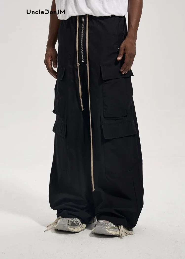 Vintage Zipper Side Pocket Cargo Pants Flared Casual Pants