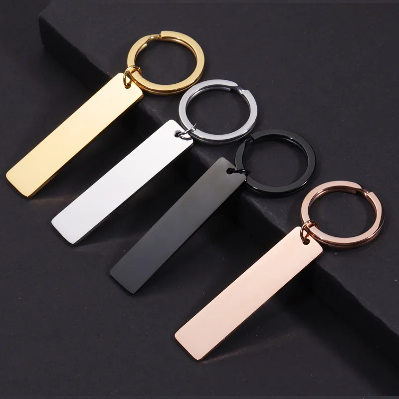 10Pcs 12x50mm 스트립 바 키 체인 미러 폴란드어 스테인레스 스틸 스탬핑 D..