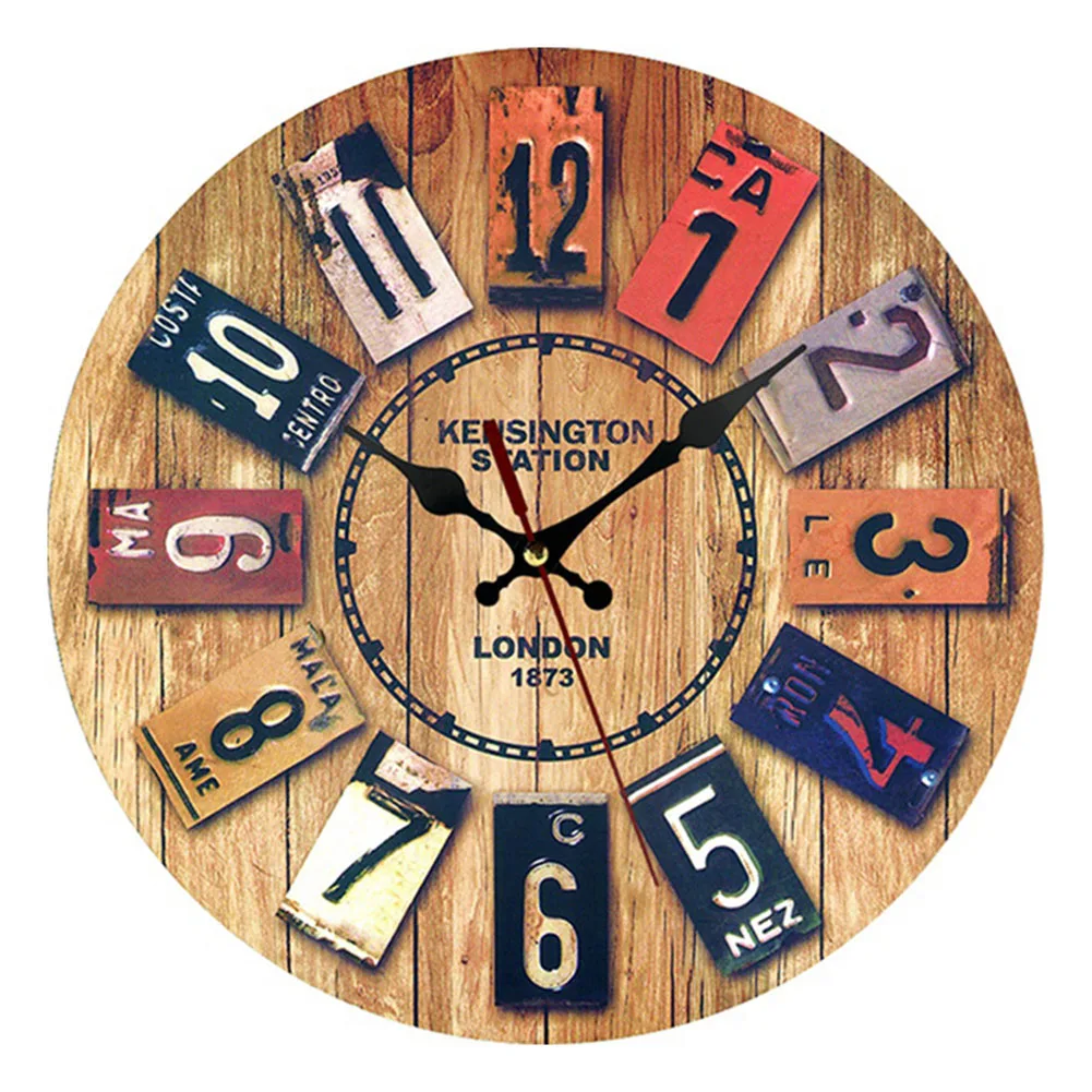 

30cm Vintage Wall Clock Round Silent Clocks Wall Mounted Wooden Carft Art Decor For Home Bedroom Living Room Office Decoration