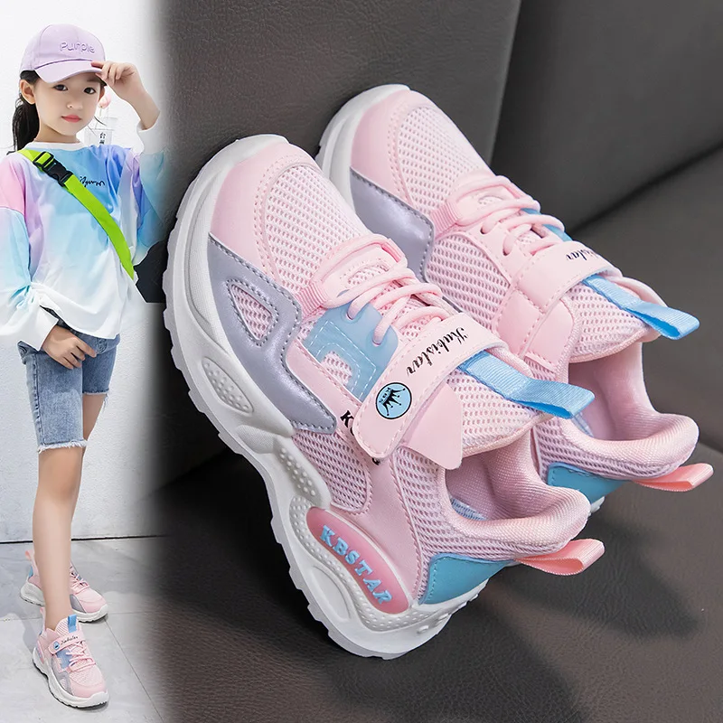 2024 kinder Turnschuhe Mädchen Schule Casual Outdoor Atmungsaktive Laufschuhe Licht Weiche Tenis Rosa Nicht-slip Kinder Schuhe_voghion.com