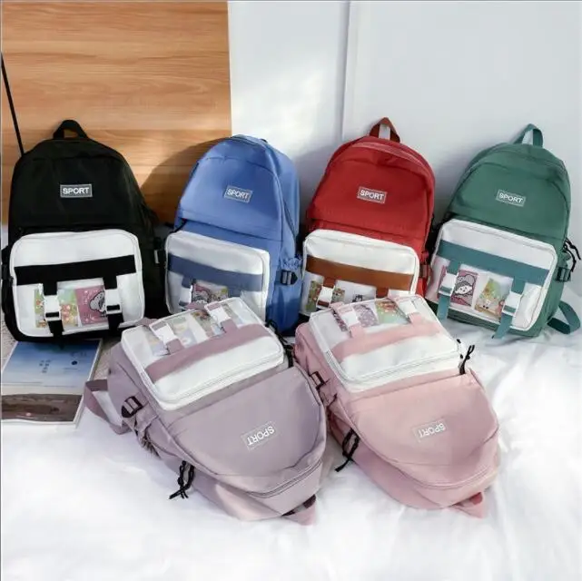 

Small fresh contrast color student backpack 2022 new Japanese junior high school student high school student backpack simple cam