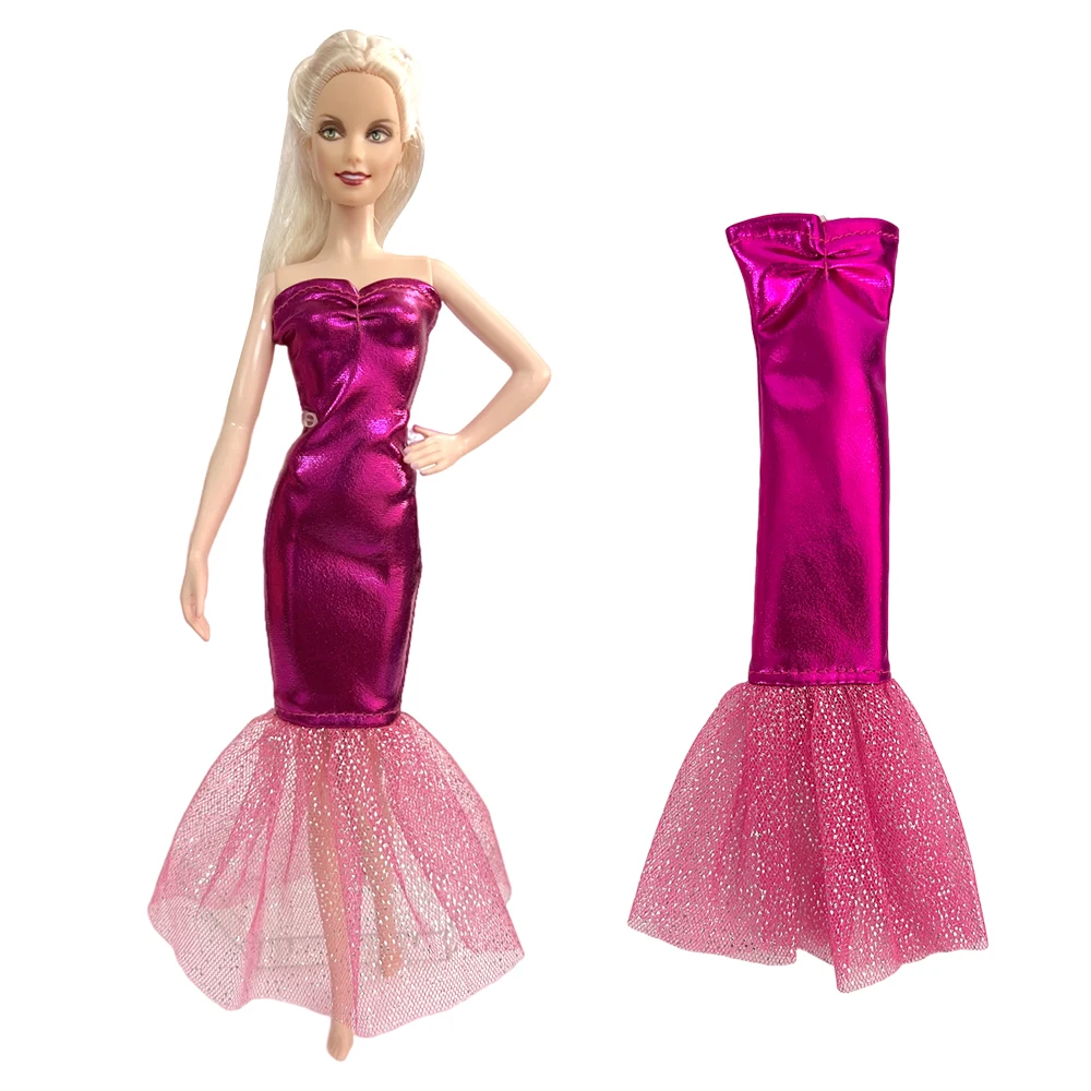 Nk 1 Pcs Fashion Red Dress Modern Mermaid Skirt Wedding Party Clothes For Barbie Doll Girls' Doll Accessories
