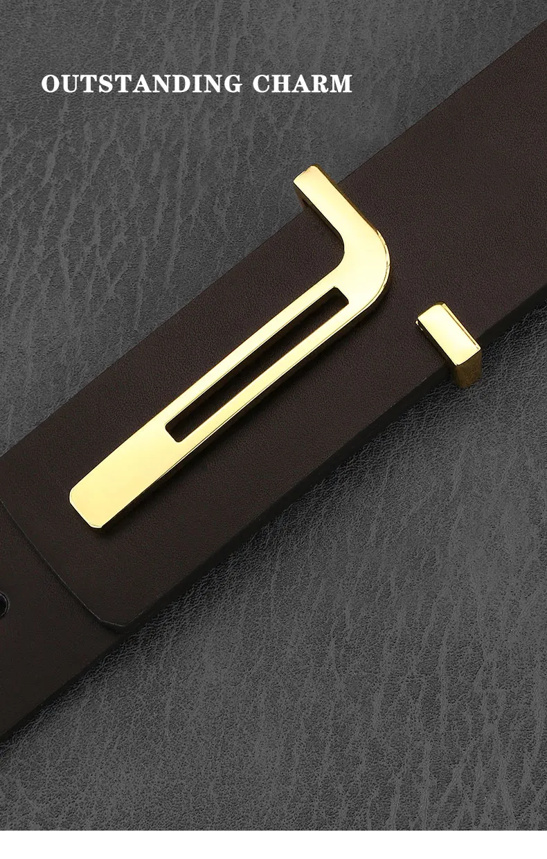 High Quality Casual T Letter Belt Men Leather Smooth Buckle Fashion Personality Belt Young Men Casual Cowhide Ceinture Homme