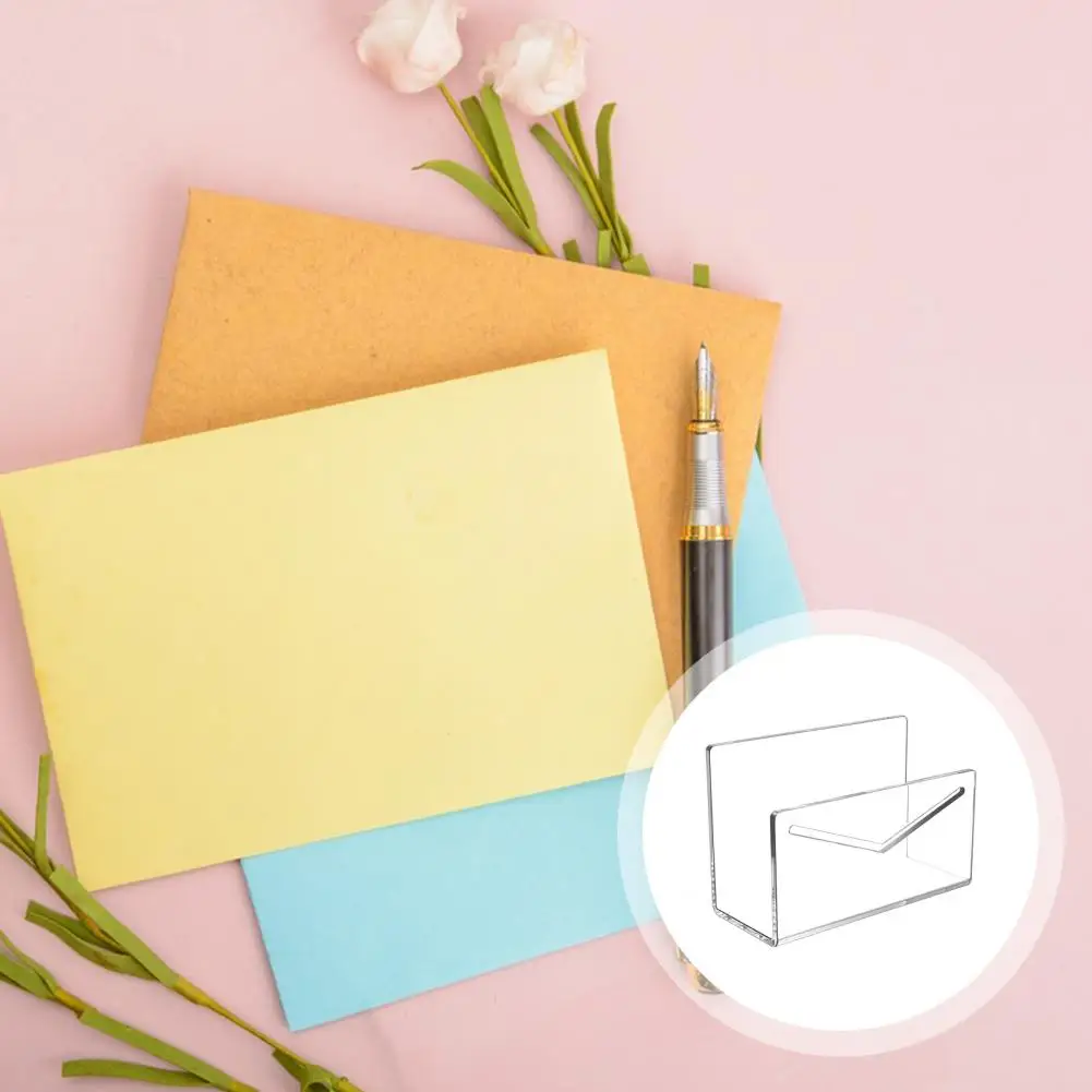 Acrylic Mail Holder Clear File Letter Organizer Smooth Edge Burr-Free Lightweight Countertop Vertical Envelope Mail Holder