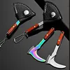 Fade Titanium  Keychain Knife Sickle Stainless Steel Sharp Blade Mini Axe  Outdoor Camping Survival Tool EDC 3
