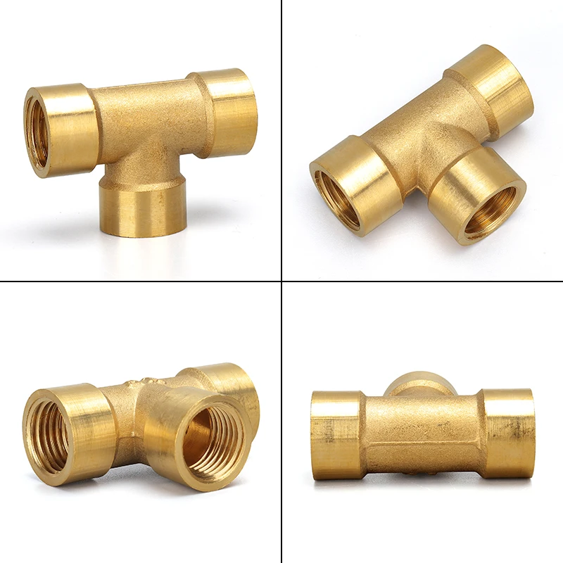 Pneumatic Plumbing Brass Pipe Fitting Male/Female Thread 1/8" 1/4" 3/8" 1/2" BSP Tee Type Copper Fittings