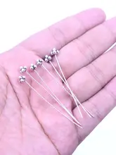  Head Pin Silver Tone 3D Hat Metal Jewelry DIY Findings 60x0.7mm 30Pcs 