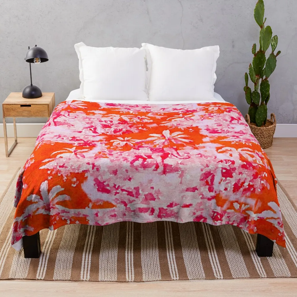 

Orange and pink chinoiserie watercolor Throw Blanket Softest Plush Blankets