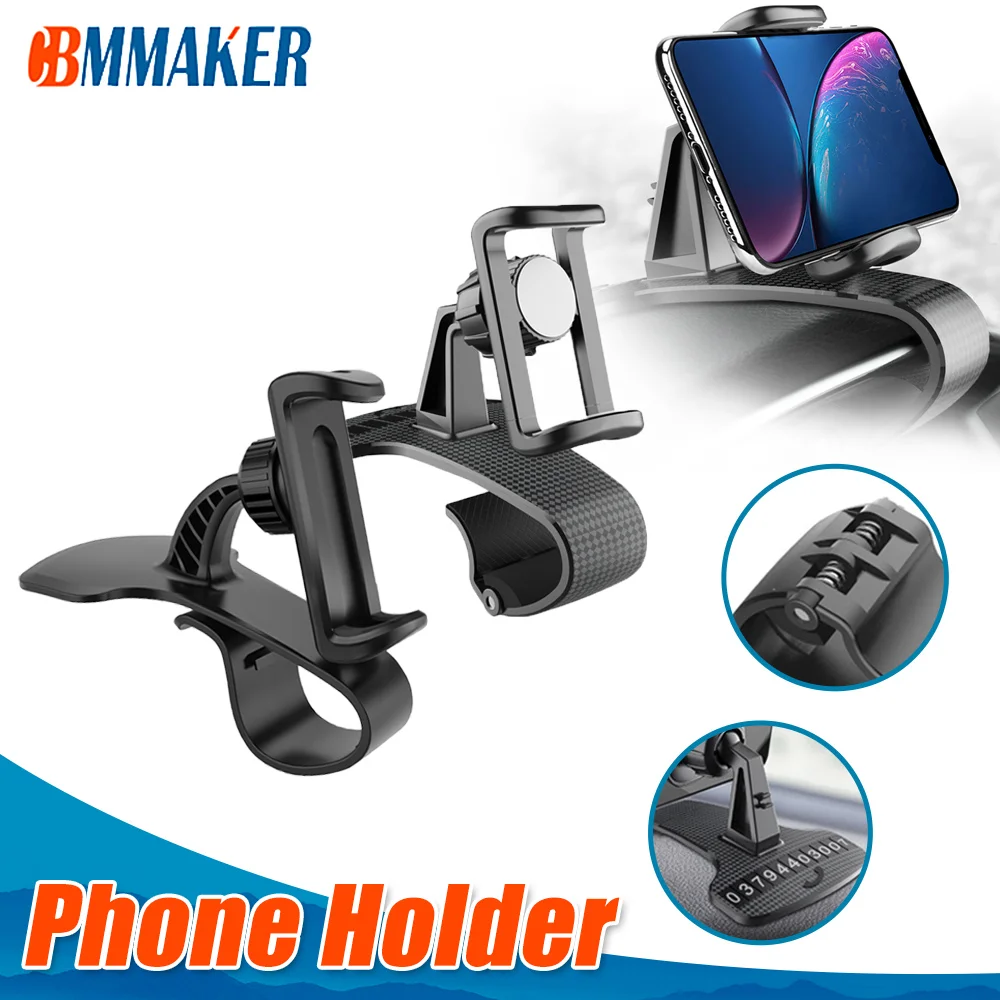 

Mmbcarer Newest 360 Rotation Adjustable HUD Car Dashboard Phone Holder GPS Clamp Clip Stand for Iphone 11 Pro Samsung Galaxy S9