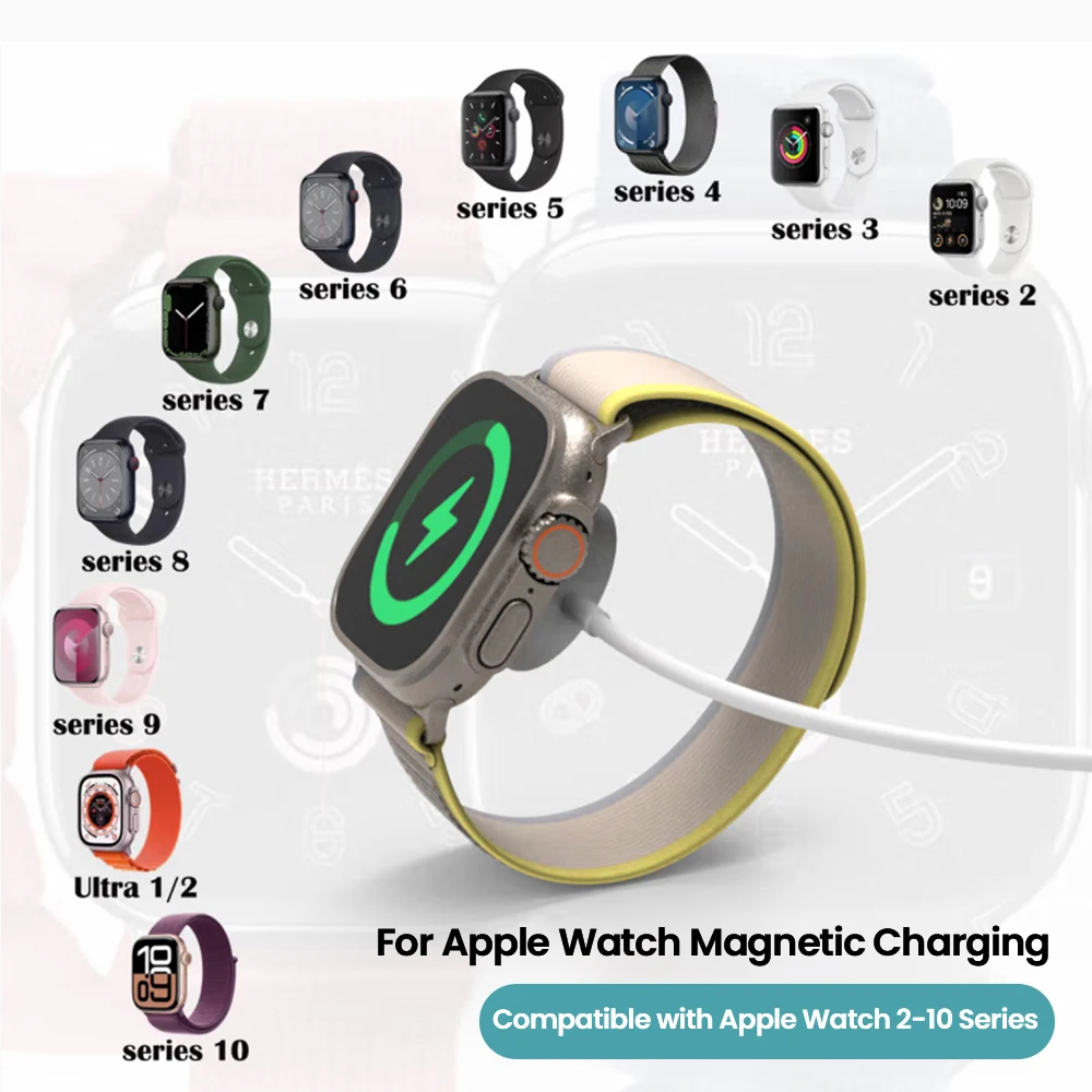 Magnetic Wireless Charger Cable for Smartwatches - USB Type-C Charging